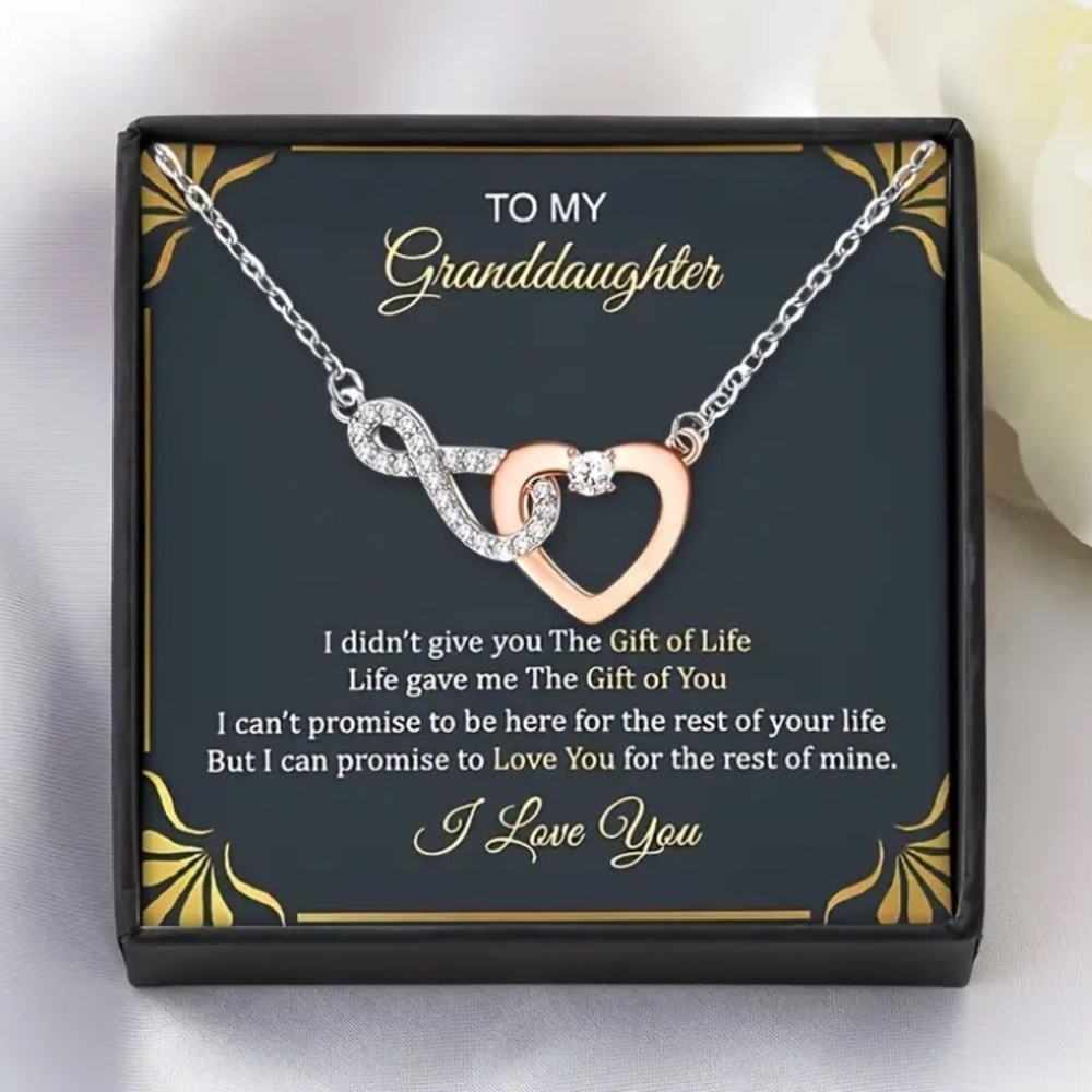 NIB Dual-Color Heart Infinity “To My Granddaughter” Necklace